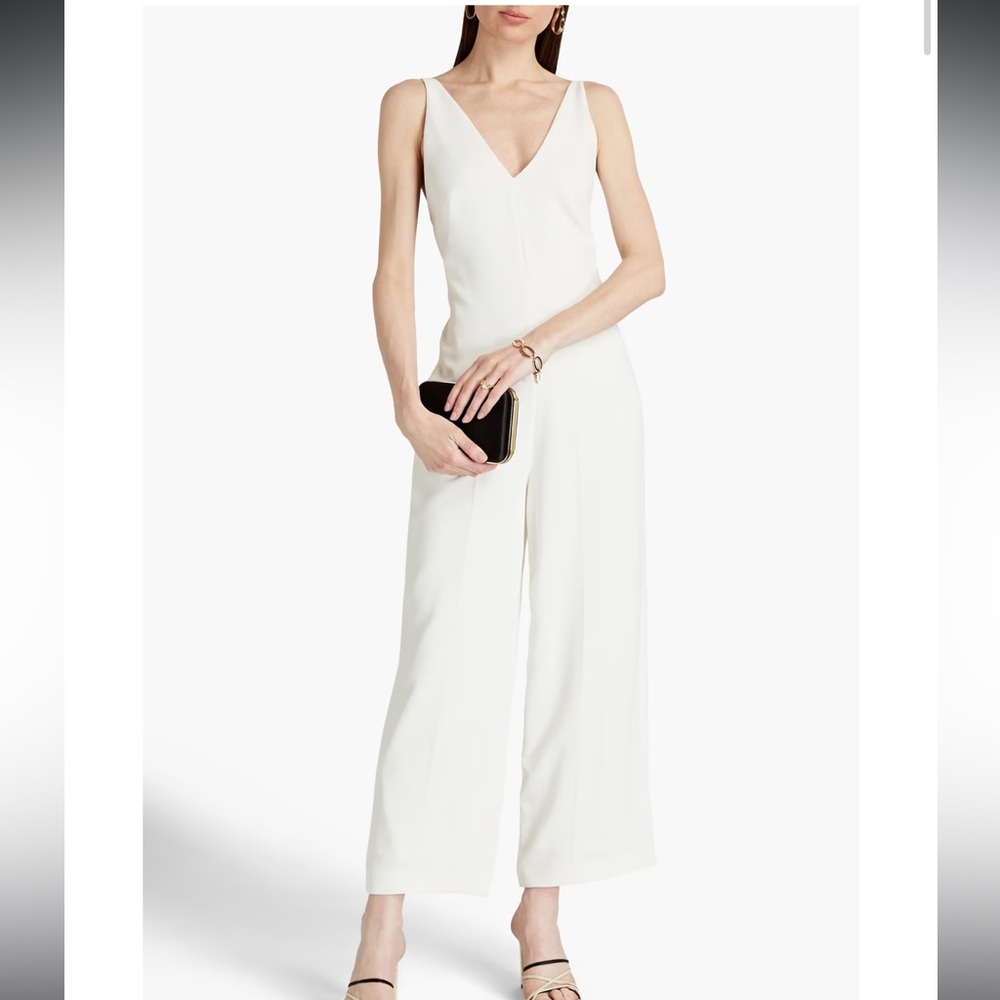 HALSTON Julianna bow-embellished cutout crepe jumpsuit NWT